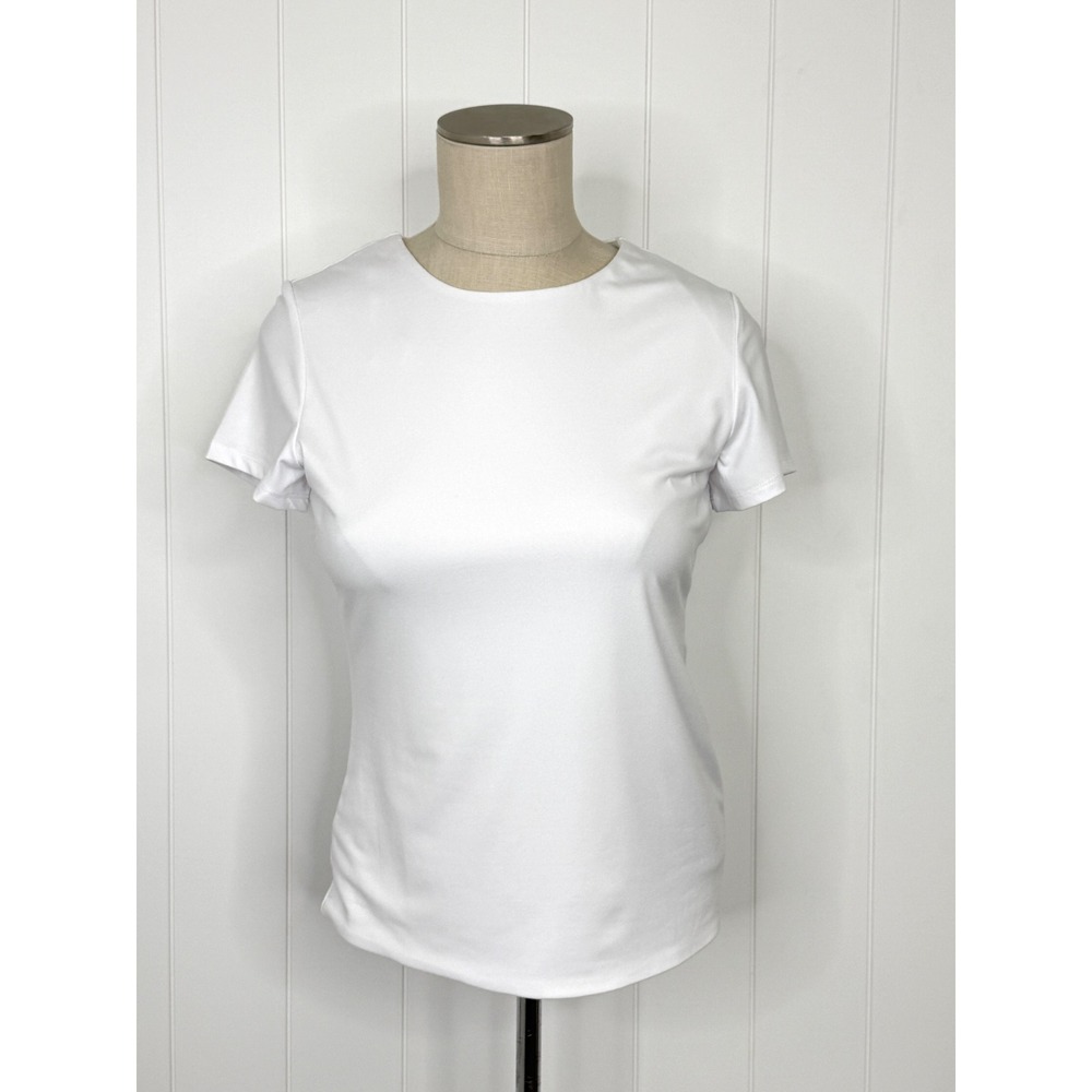 Halogen Stretch Crewneck Tee Women S White Fitted Minimalist Nordstrom Basic